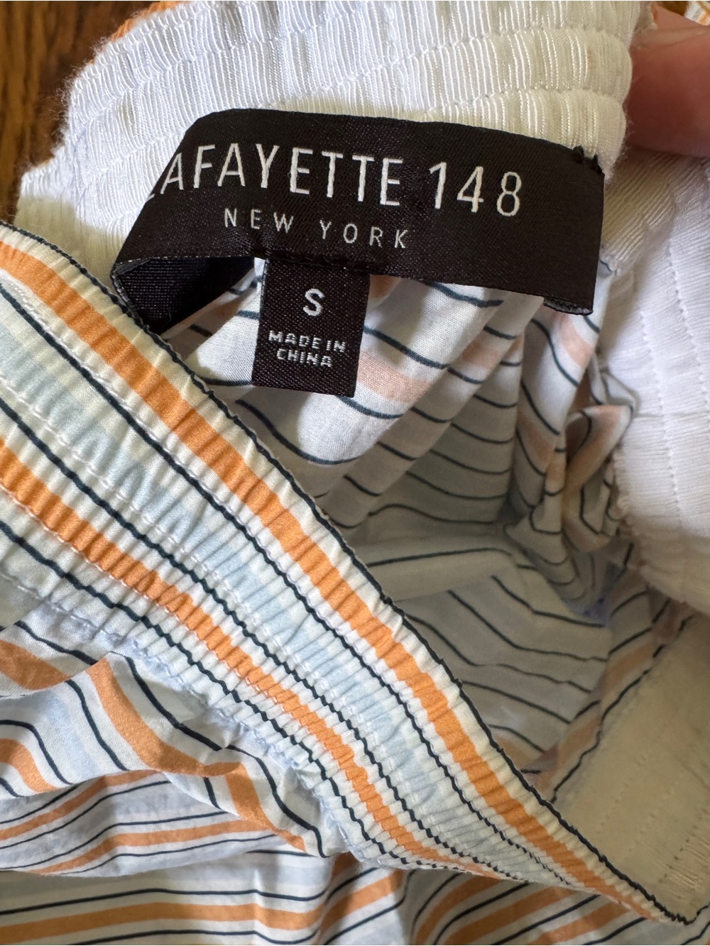Lafayette 148 New York Striped off the shoulder top